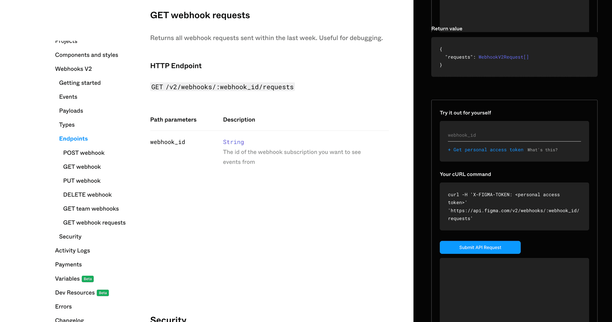 Figma access token gui screenshot